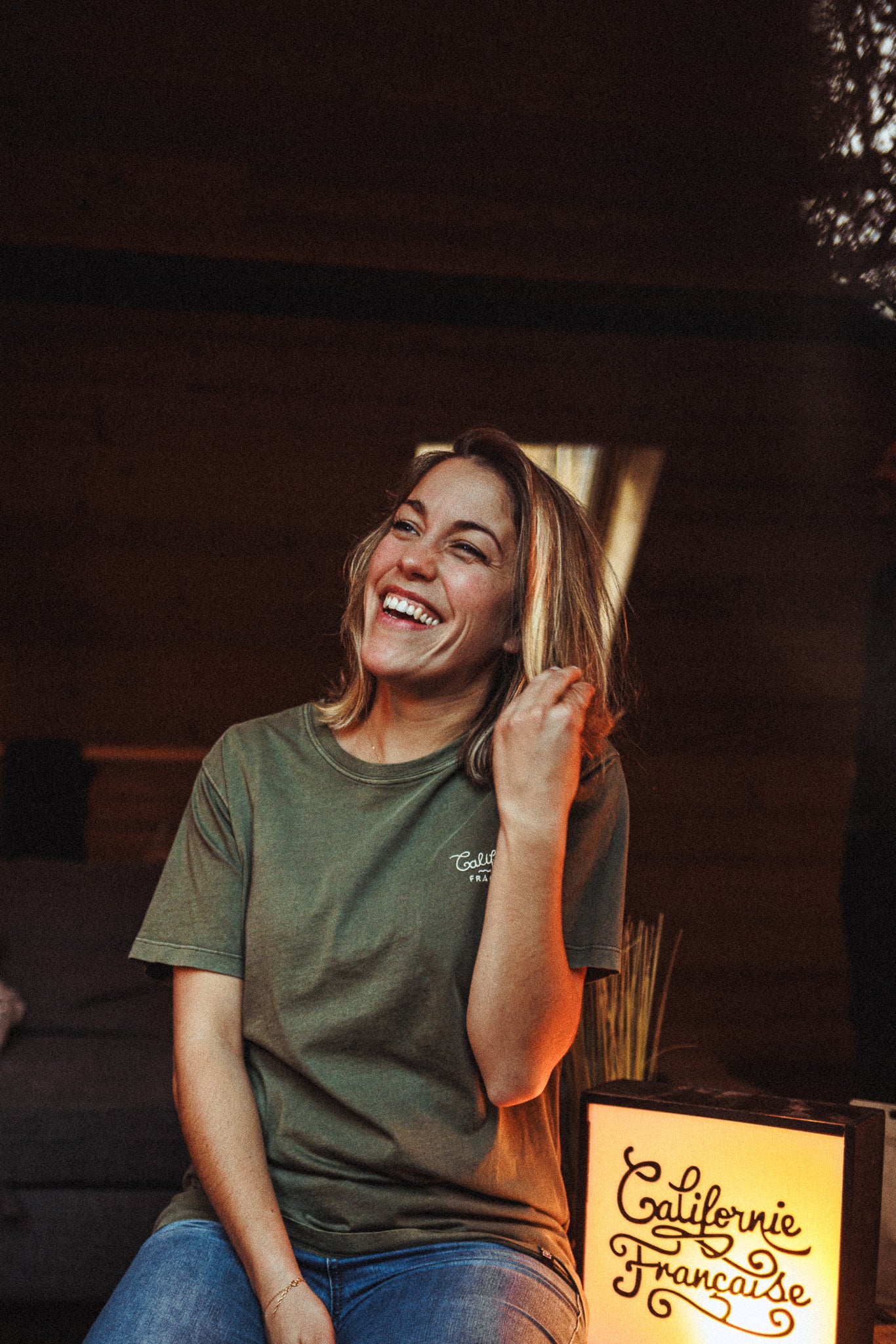 Women T-shirt Vintage Khaki