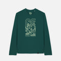 Long Sleeve T-shirt Geometric Mountain Green
