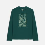Long Sleeve T-shirt Geometric Mountain Green