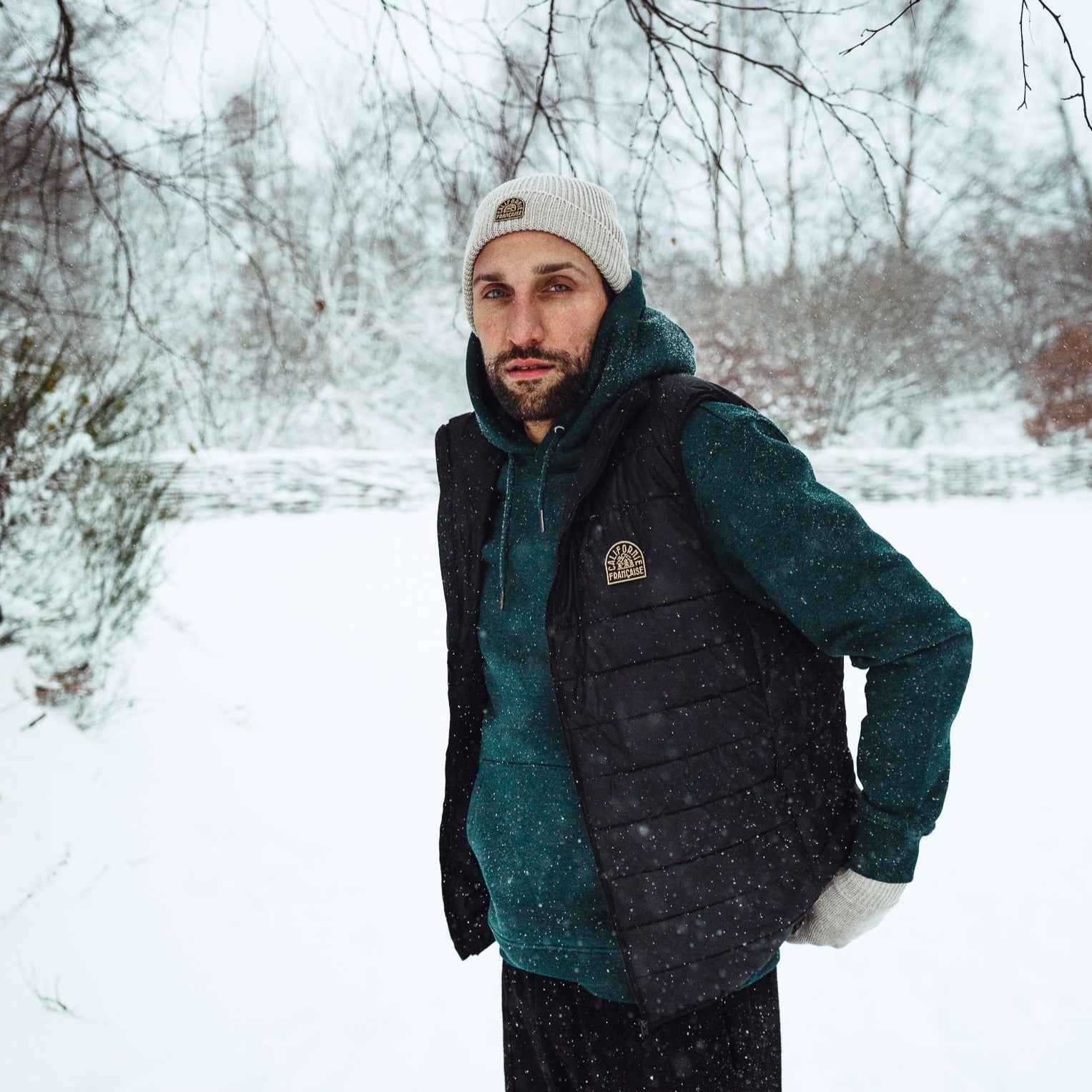 Men Puffy Jacket NPS Emblem Black